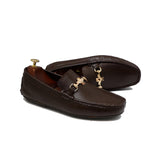 Dark-Brown Color With Metal Bunch Leather Loafers For Men
