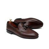 Dark Brown With Tassels Leather Shoes For Men