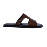 Black & Brown Color Shinny Leather Slippers For Men