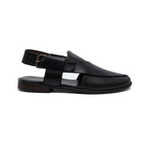 Black Color Mild Leather Peshawari Sandals For Men