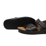 Dark Brown Leather & Rubber Sole Sandals For Men