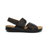 Dark Brown Leather & Rubber Sole Sandals For Men