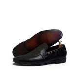 Brown & Black Textured Leather Shoes for Men