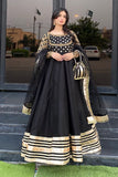 Afroz Jahan Black Raw Silk Maxi with Net Dupatta For Women