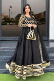 Afroz Jahan Black Raw Silk Maxi with Net Dupatta For Women