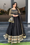 Afroz Jahan Black Raw Silk Maxi with Net Dupatta For Women