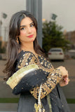 Afroz Jahan Black Raw Silk Maxi with Net Dupatta For Women