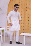 White Color Mirror Embroidered Work Kurta Pajama For Men