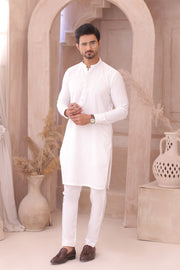White Father & Son Matching Kurta Set For Men & Kid