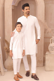Classic White Father & Son Matching Kurta Pajama Set For Men & Kid