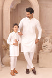 Classic White Father & Son Matching Kurta Pajama Set For Men & Kid