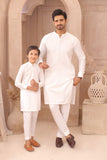Classic White Father & Son Matching Kurta Pajama Set For Men & Kid