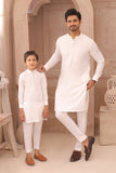 Classic White Father & Son Matching Kurta Pajama Set For Men & Kid