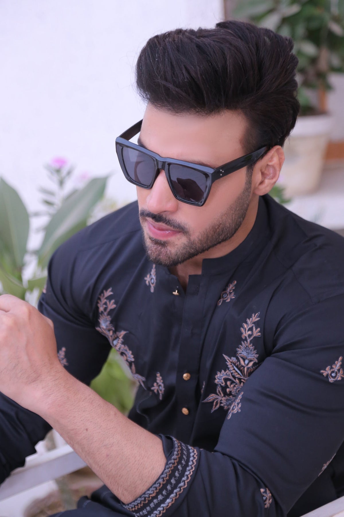 Black Color Embroidery Work Kurta Pajama For Men