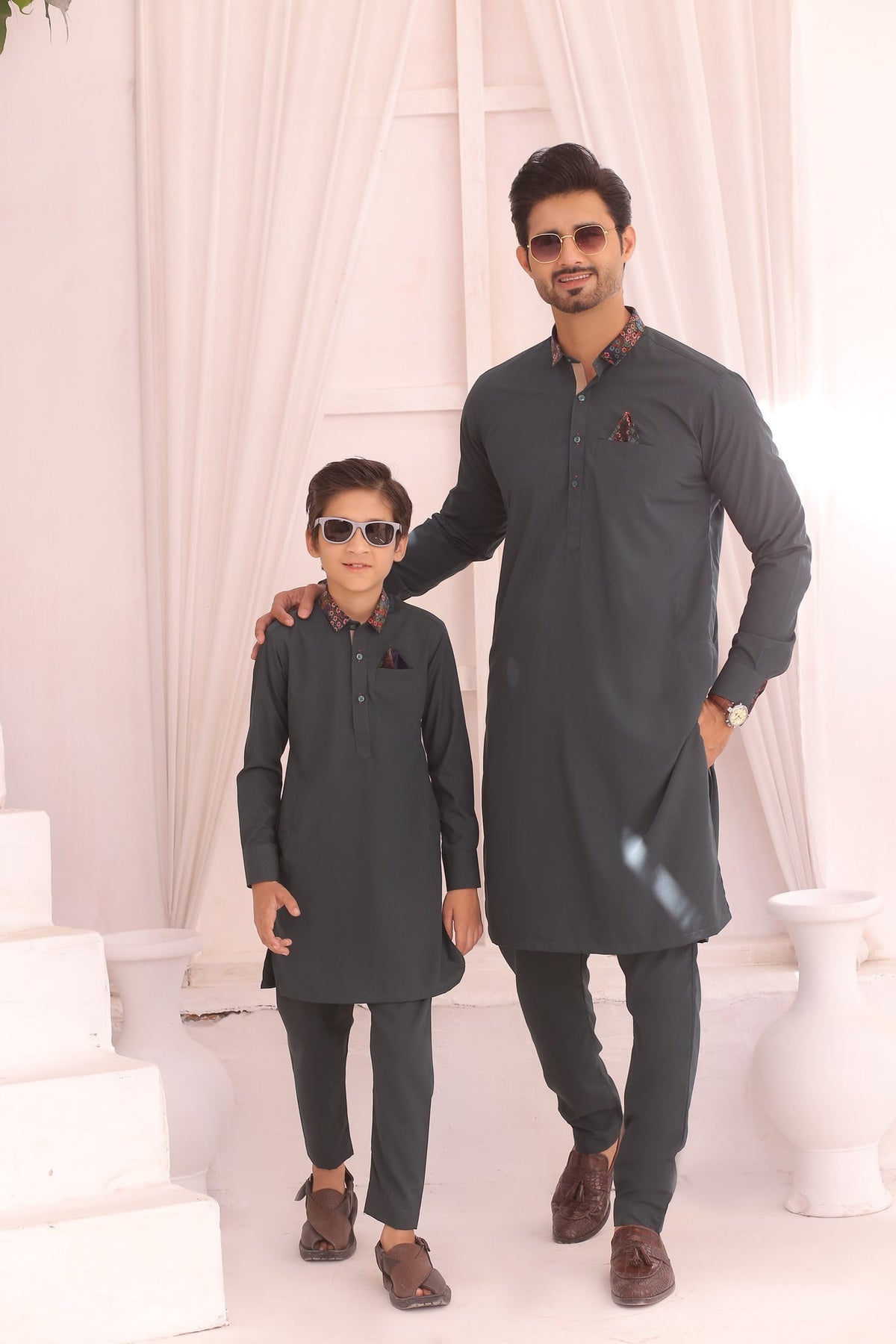 Festive Father & Son Matching Kurta Pajama Set For Men & Kid