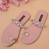 Blush Bloom Sandals – Pearl & Shimmer Elegance For Women