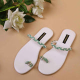 Mint & Ivory Braided Slip-Ons – Pearl Touch Elegance For Women