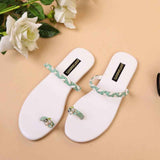 Mint & Ivory Braided Slip-Ons – Pearl Touch Elegance For Women