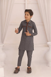 Premium Grey Father & Son Matching Kurta Pajama Set For Men & Kid