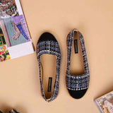 Tweed Meadow Loafers – Espadrille Chic with a Golden Touch For Women