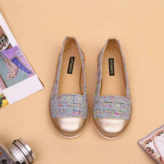 Tweed Meadow Loafers – Espadrille-Inspired Elegance For Women