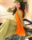 Embroidered Lawn 3-Piece Suit with Chiffon Dupatta For Women