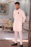 White Color Golden Embroidered Kurta Pajama For Men