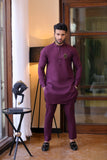 Maroon Color Golden Embroidered Cotton Kurta Pajama For Men