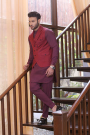 Maroon Color Tux Style Waist Coat For Men