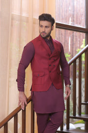 Maroon Color Tux Style Waist Coat For Men