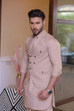 Beige Color Tux Style Waist Coat For Men