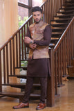 Brown And Golden Color Leather Waist Coat For Men
