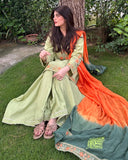 Embroidered Lawn 3-Piece Suit with Chiffon Dupatta For Women