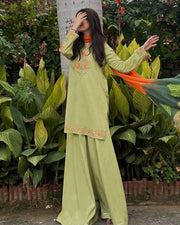Embroidered Lawn 3-Piece Suit with Chiffon Dupatta For Women
