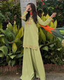Embroidered Lawn 3-Piece Suit with Chiffon Dupatta For Women