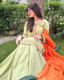 Embroidered Lawn 3-Piece Suit with Chiffon Dupatta For Women