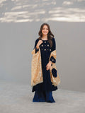 Neelam-e-Sitara – Navy Blue Velvet Frock with Sharara For Girls