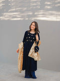 Neelam-e-Sitara – Navy Blue Velvet Frock with Sharara For Girls