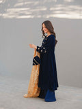 Neelam-e-Sitara – Navy Blue Velvet Frock with Sharara For Girls