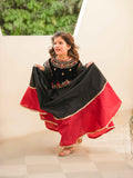 Black Velvet Erha Lehnga Choli with Antique Handwork and Ruffle Dupatta For Girls