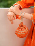 Orange Andrakha Frock with Jamawar Lehenga For Girls