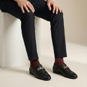 Black & Brown Premium Leather Loafers with Gold Chain for Men
