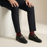 Black & Brown Premium Leather Loafers with Gold Chain for Men