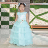Aqua Frilled Frock – A Princess-Like Touch for Every Occasion For Girls