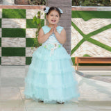 Aqua Frilled Frock – A Princess-Like Touch for Every Occasion For Girls