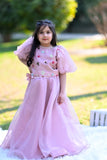 Tea Pink Organza Choli with Matching Lehnga For Girls