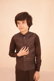 Chic Cocoa Brown Waistcoat Suit for Effortless Elegance For Boys