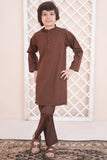 Wood Brown Kurta and Trouser Set For Boys