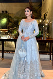 Aafreen – Aimen Sky Blue Wedding Formal Frock with Lehenga & Dupatta For Women