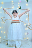 White Elegance – Sequenced Embroidered Net Outfit For Girls